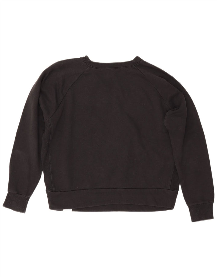 REEBOK feminino gráfico moletom jumper UK 14 médio algodão preto