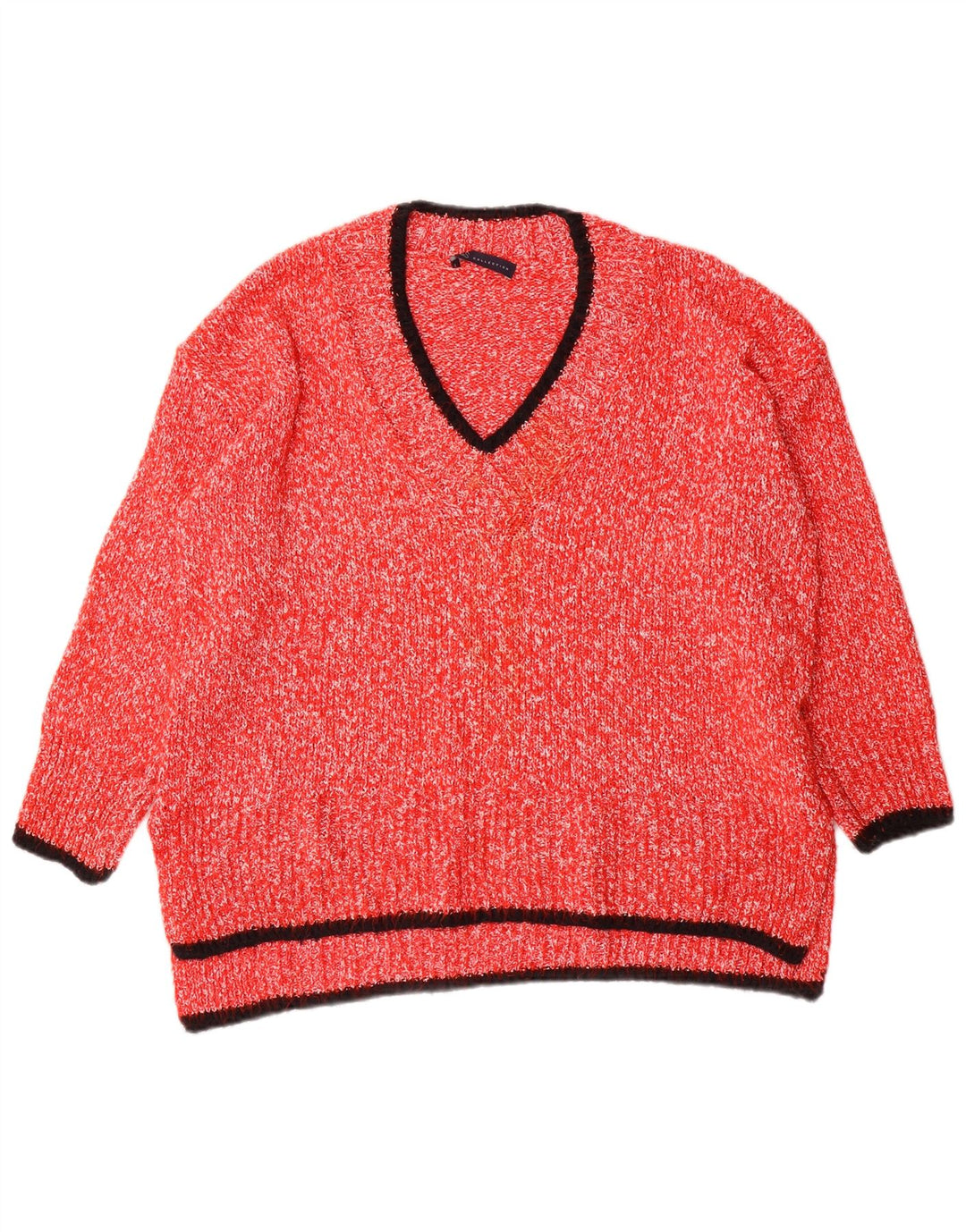 Suéter feminino Marks & Spencer com decote em V Reino Unido 16 grande poliéster vermelho