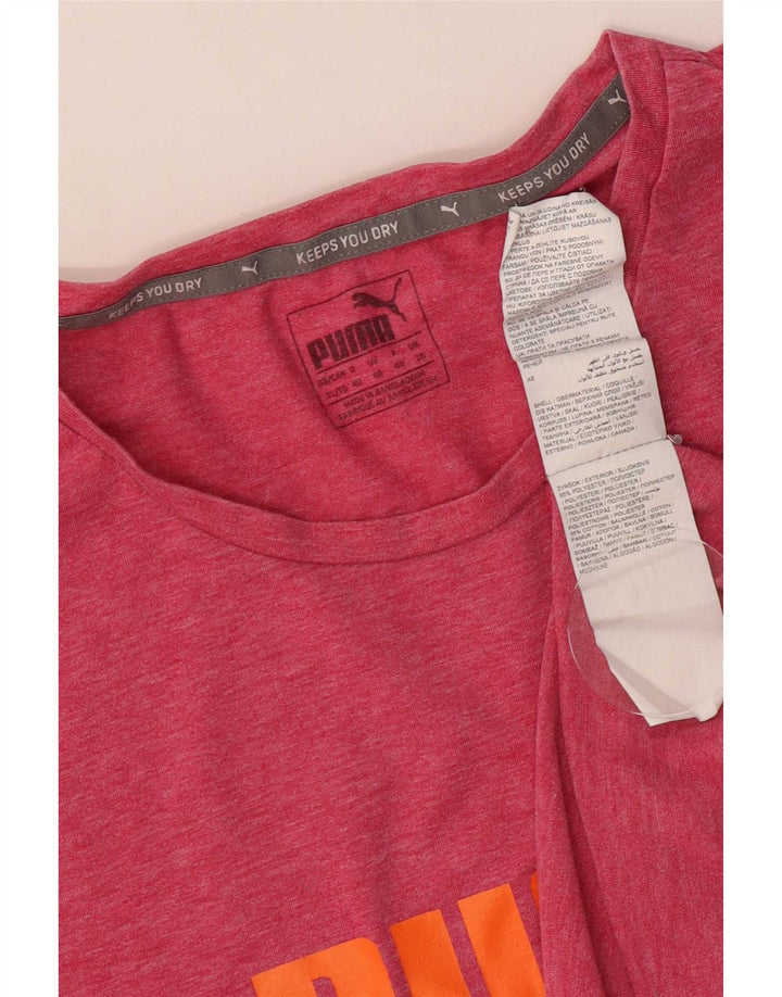 Camiseta feminina gráfica Puma UK 16 grande poliéster manchado rosa