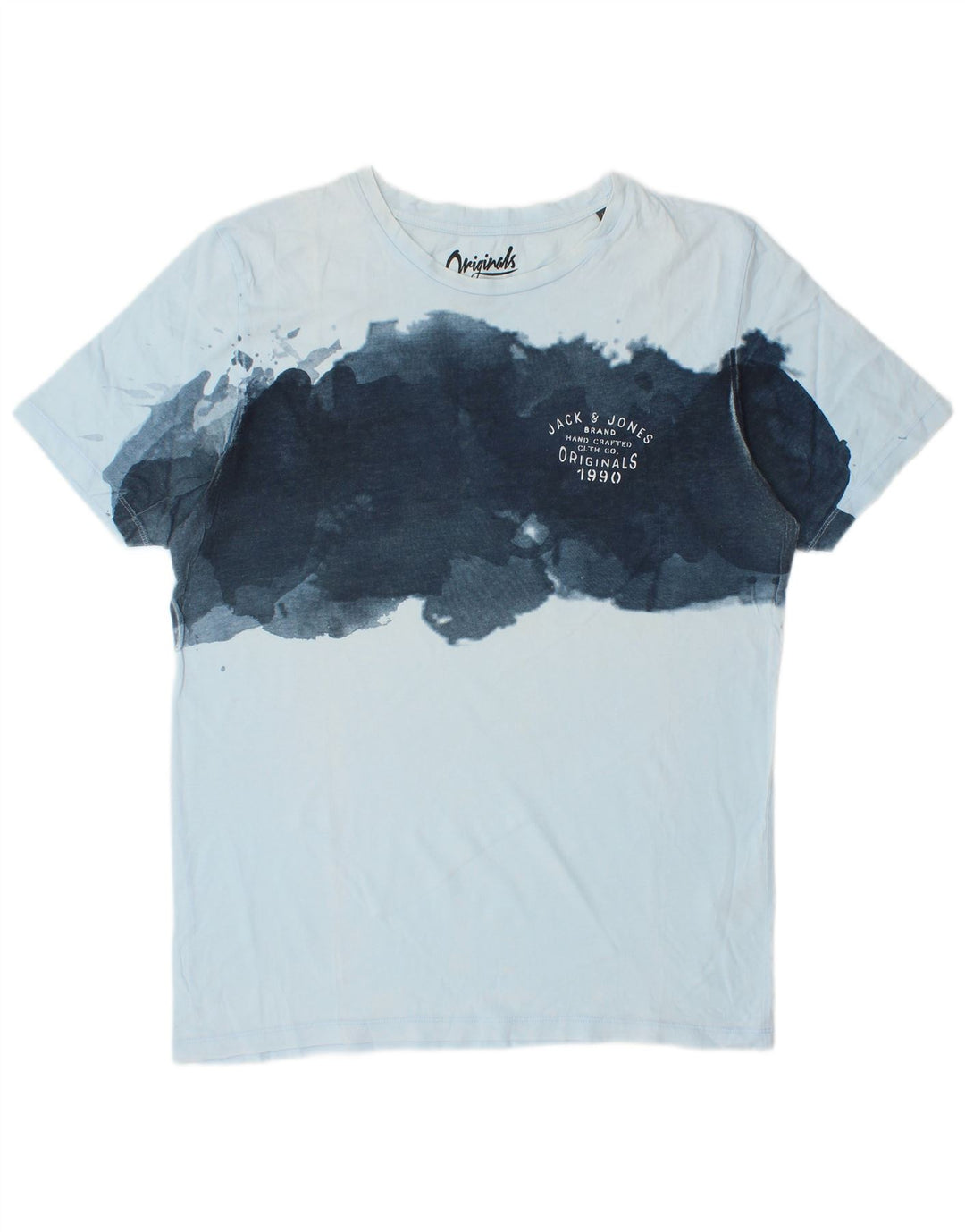 Camiseta masculina JACK & JONES grande algodão colorblock azul