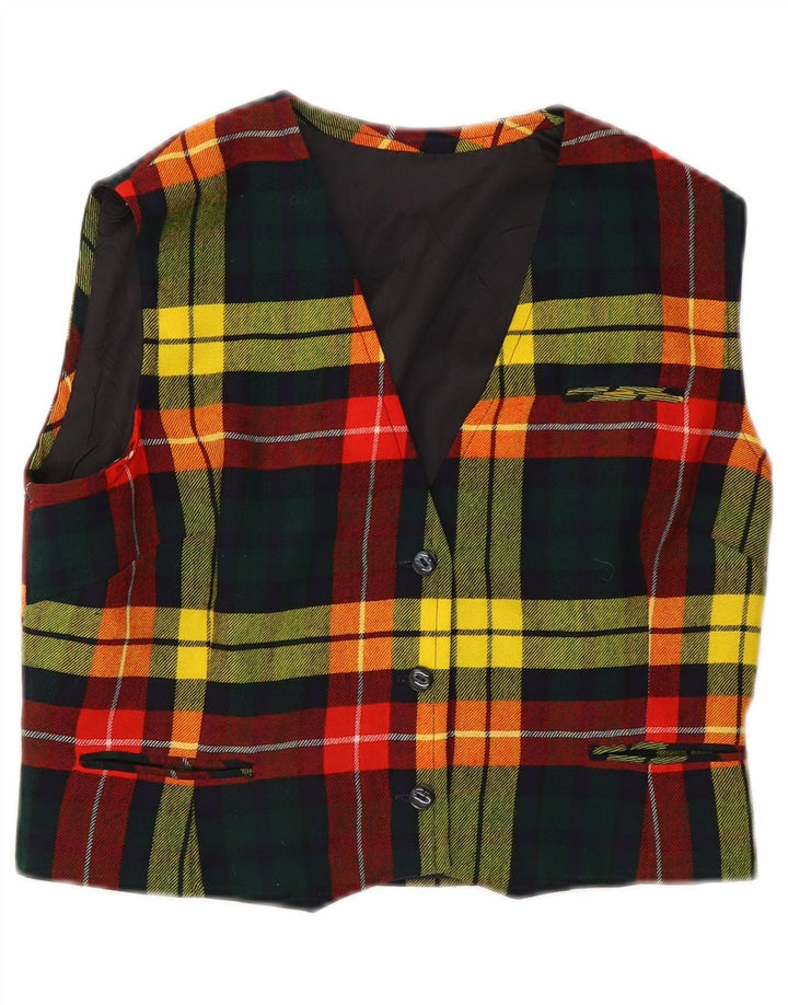 Colete feminino vintage UK 12 xadrez médio multicolorido