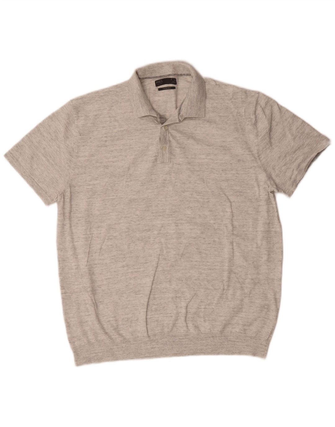 Camisa polo masculina Marks & Spencer XL algodão manchado cinza