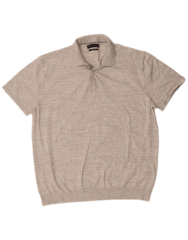 Camisa polo masculina Marks & Spencer XL algodão manchado cinza
