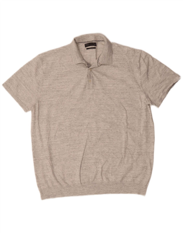 Camisa polo masculina Marks & Spencer XL algodão manchado cinza
