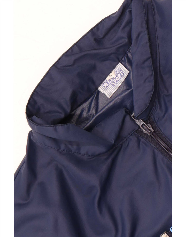 Jaqueta vintage masculina de agasalho grande bloco colorido azul marinho