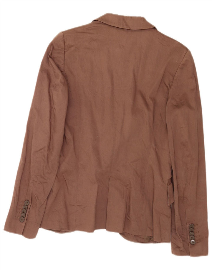 Jaqueta blazer feminina Zara com 1 botão Reino Unido 10 pequeno algodão marrom