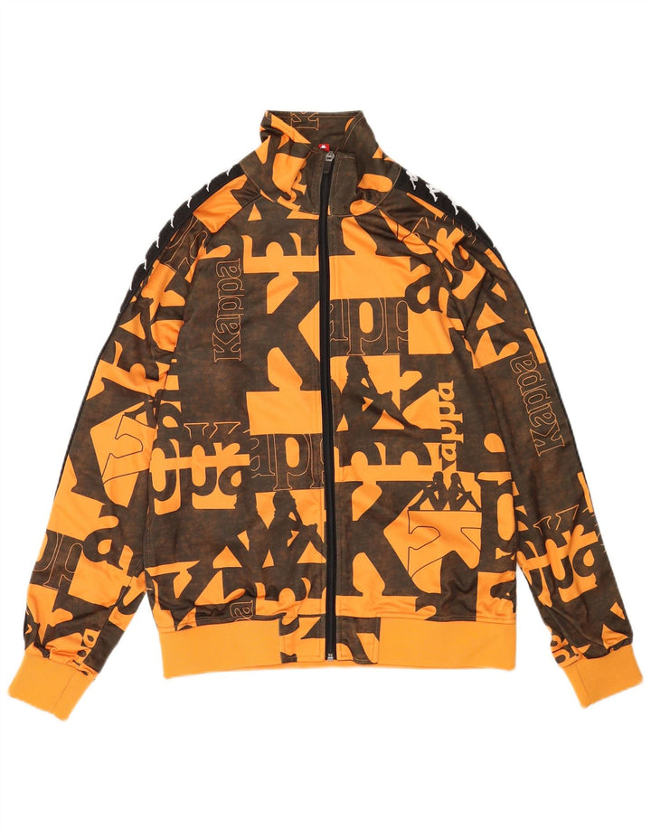 Kappa Mens Graphic Tracksuit Top Jaqueta Pequena Laranja Geométrica Poliéster