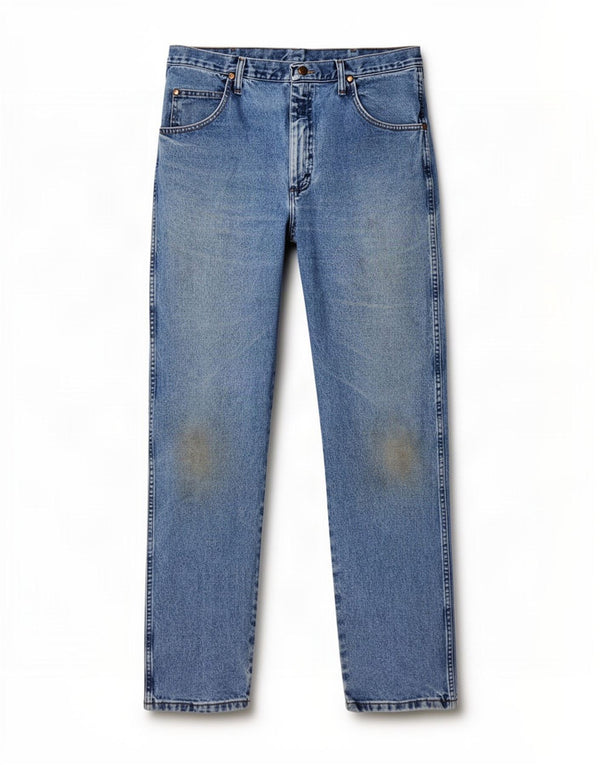Wrangler Mens Straight Jeans W36 L34 Azul Algodão