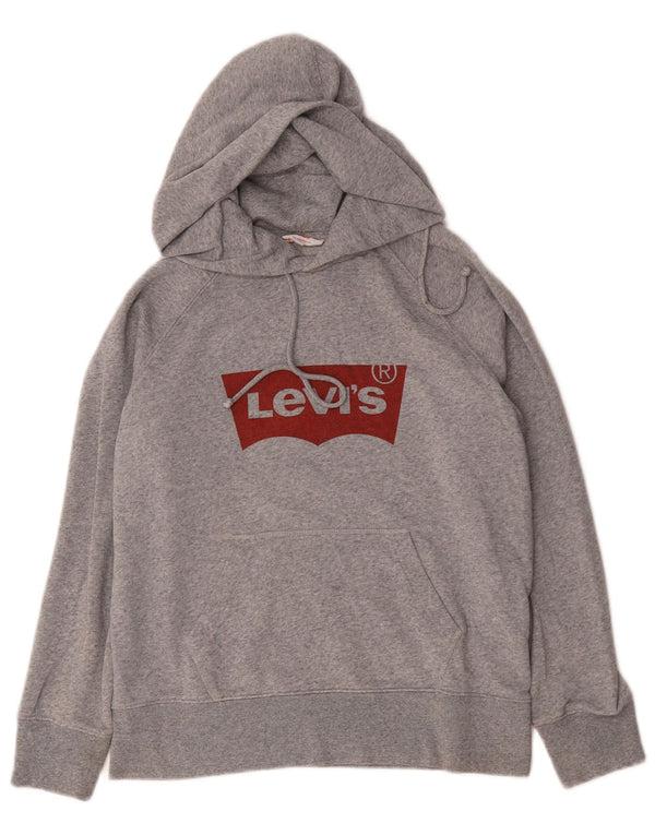 Moletom com capuz gráfico masculino Levi's XS cinza algodão manchado