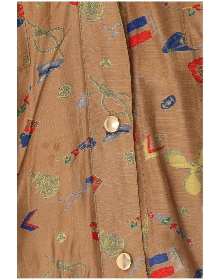 Vestido feminino vintage com padrão abstrato camisa EU 44 XL marrom geométrico