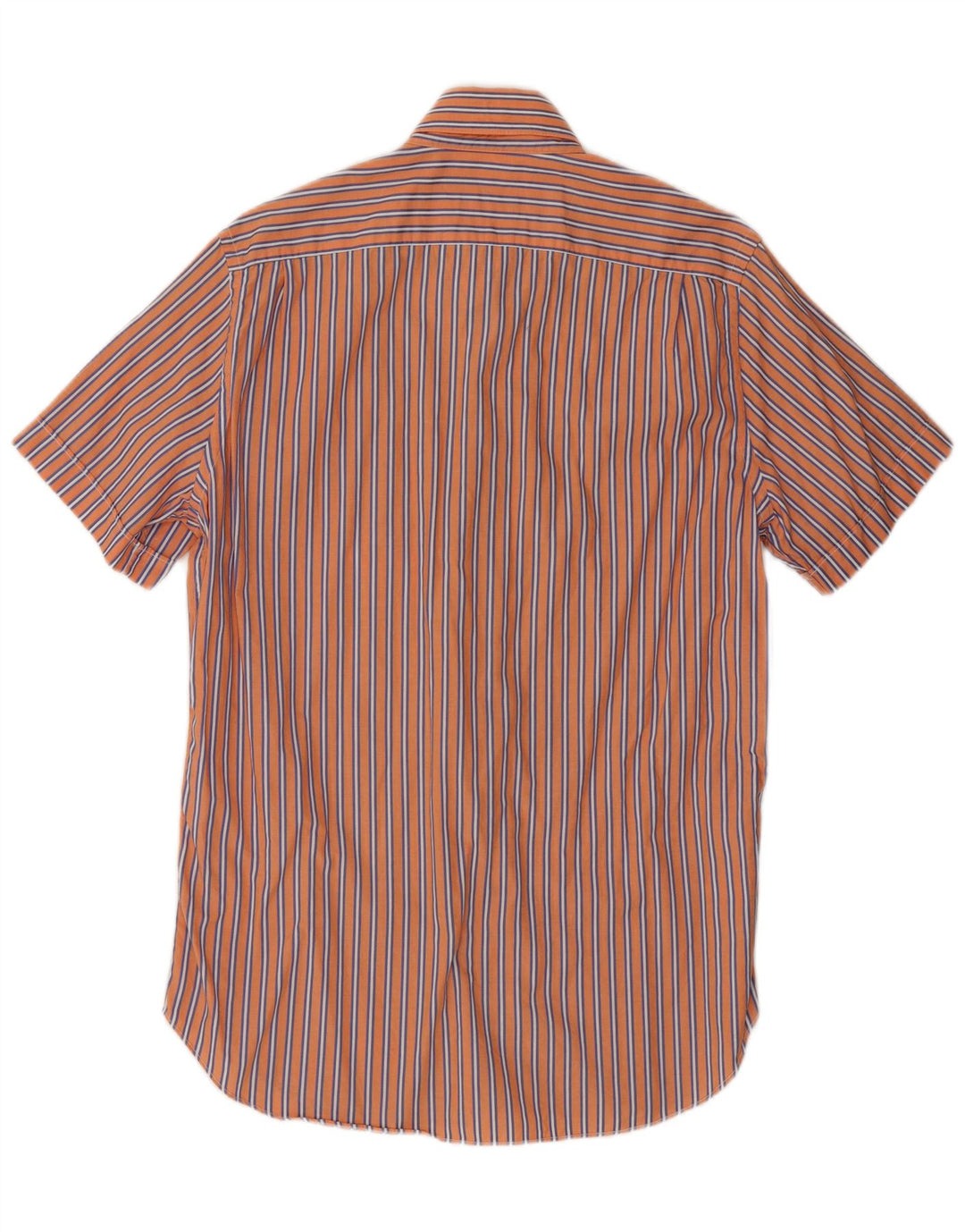 Camisa masculina de manga curta Massimo Dutti de algodão listrado laranja médio