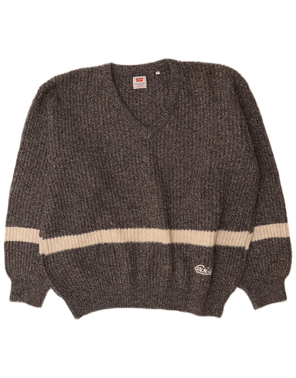 Suéter masculino Levi's com decote em V grande lã colorblock cinza