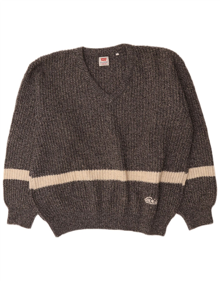 Suéter masculino Levi's com decote em V grande lã colorblock cinza