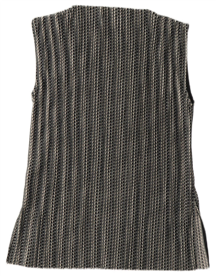 Blusa feminina sem mangas Cos UK 14 poliéster geométrico preto médio