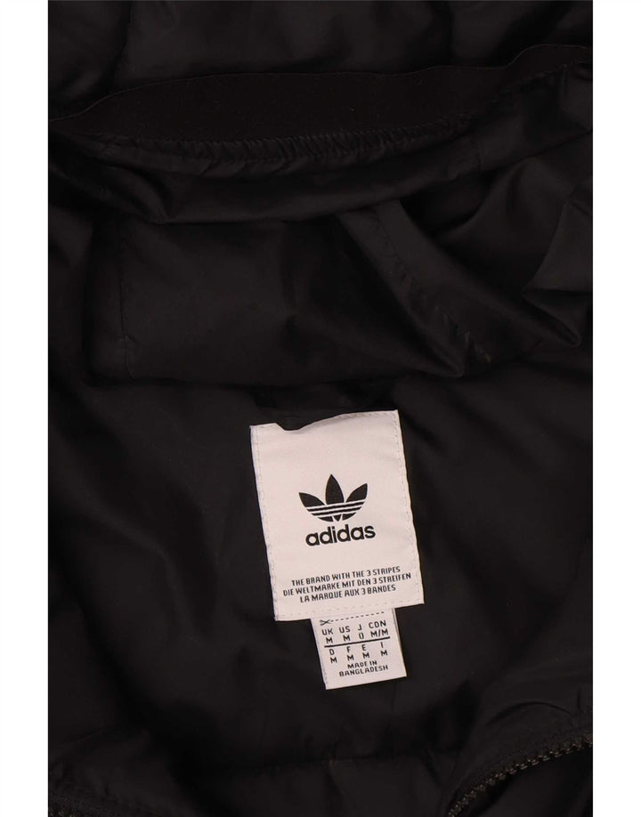 Adidas Mens Jaqueta Acolchoada Com Capuz Médio Poliéster Preto