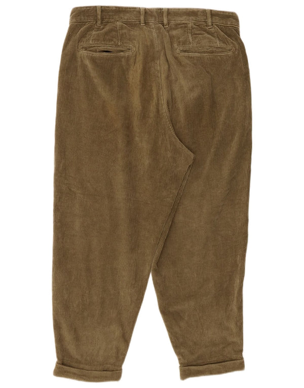 Calça masculina Zara de veludo cônico EU 42 grande W32 L25 algodão cáqui