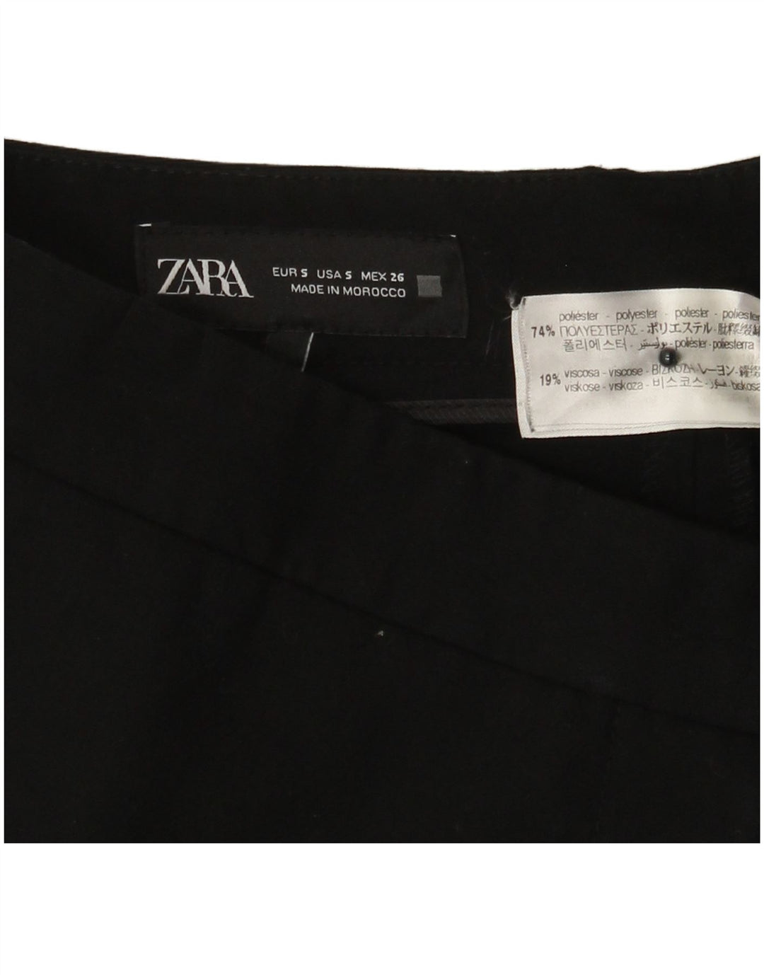 Calça feminina ZARA Bootcut Suit pequena W26 L32 poliéster preto