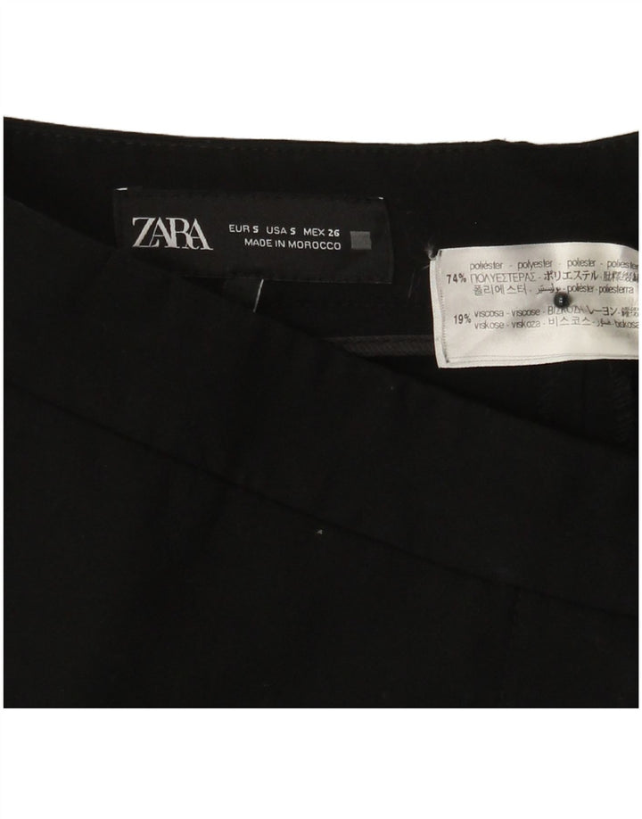 Calça feminina ZARA Bootcut Suit pequena W26 L32 poliéster preto
