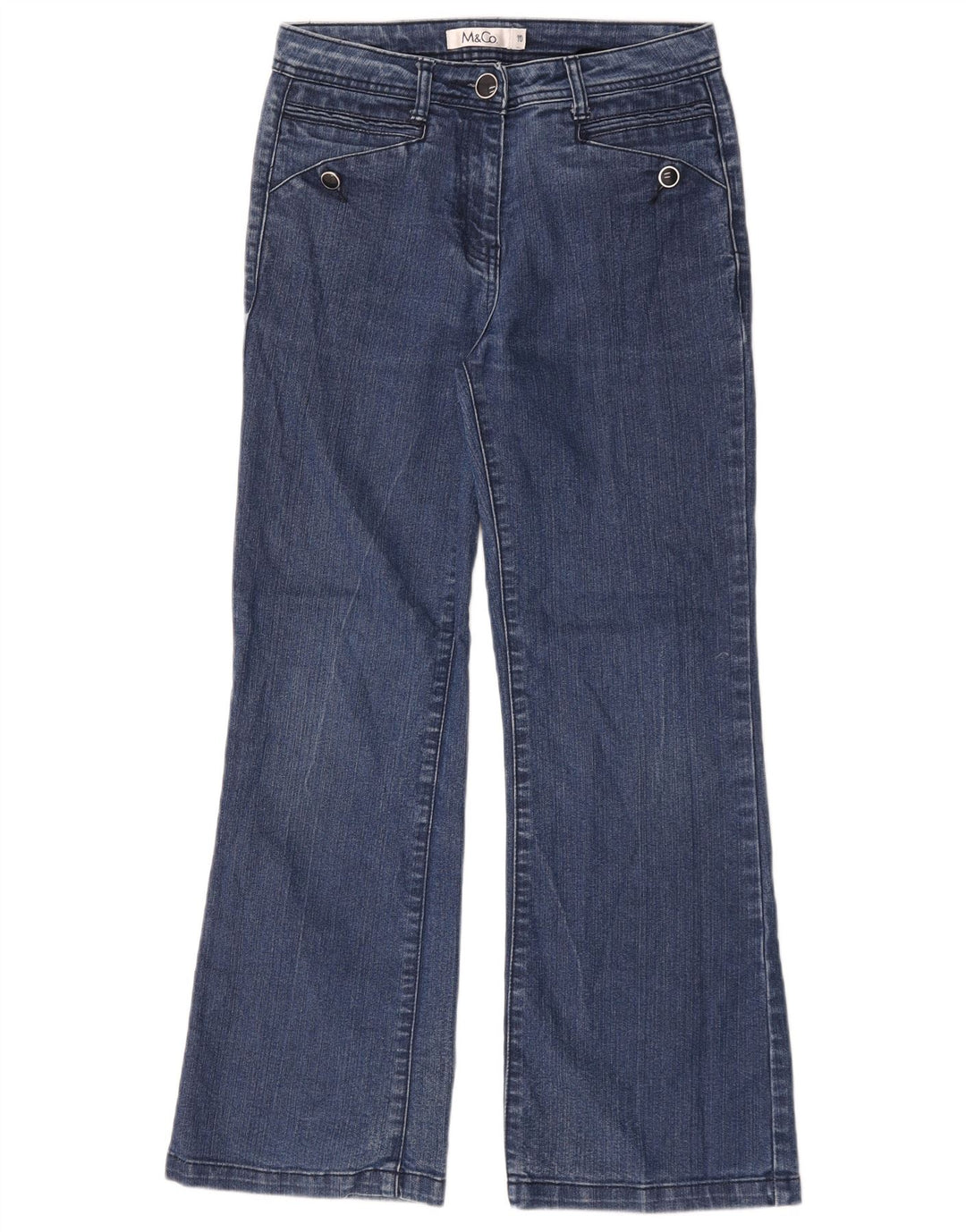 M&Co Jeans Bootcut Feminino Reino Unido 10 Pequeno W28 L28 Azul Viscose