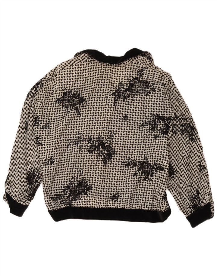 Blusa feminina vintage oversized UK 18 XL preta Houndstooth