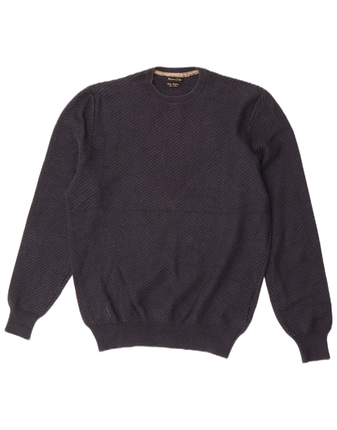 Suéter masculino Massimo Dutti com gola redonda, algodão azul marinho médio