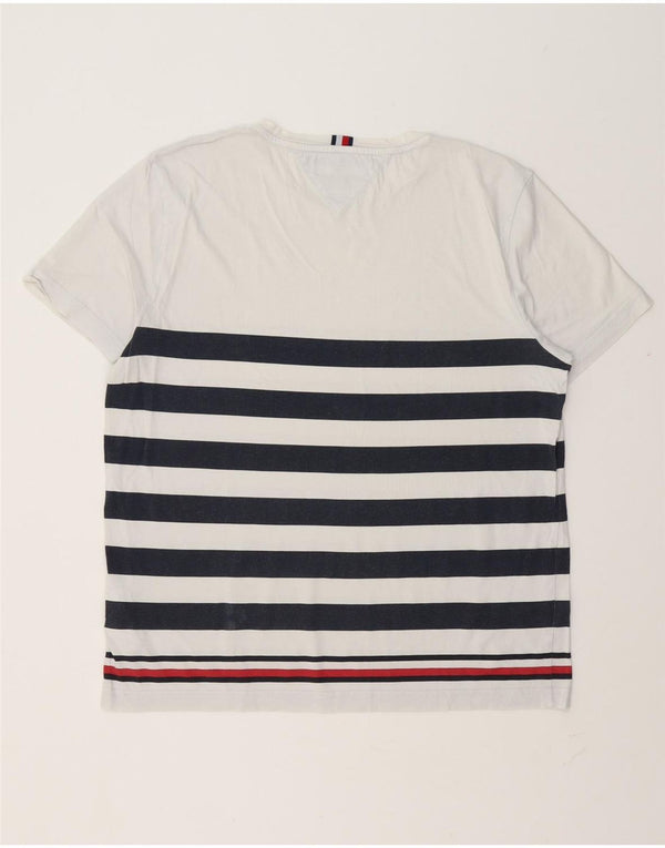 Camiseta masculina Tommy Hilfiger Top XL algodão listrado branco