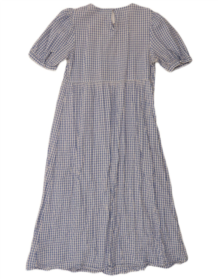 Vestido maxi feminino Marks & Spencer Reino Unido 14 algodão guingão azul médio