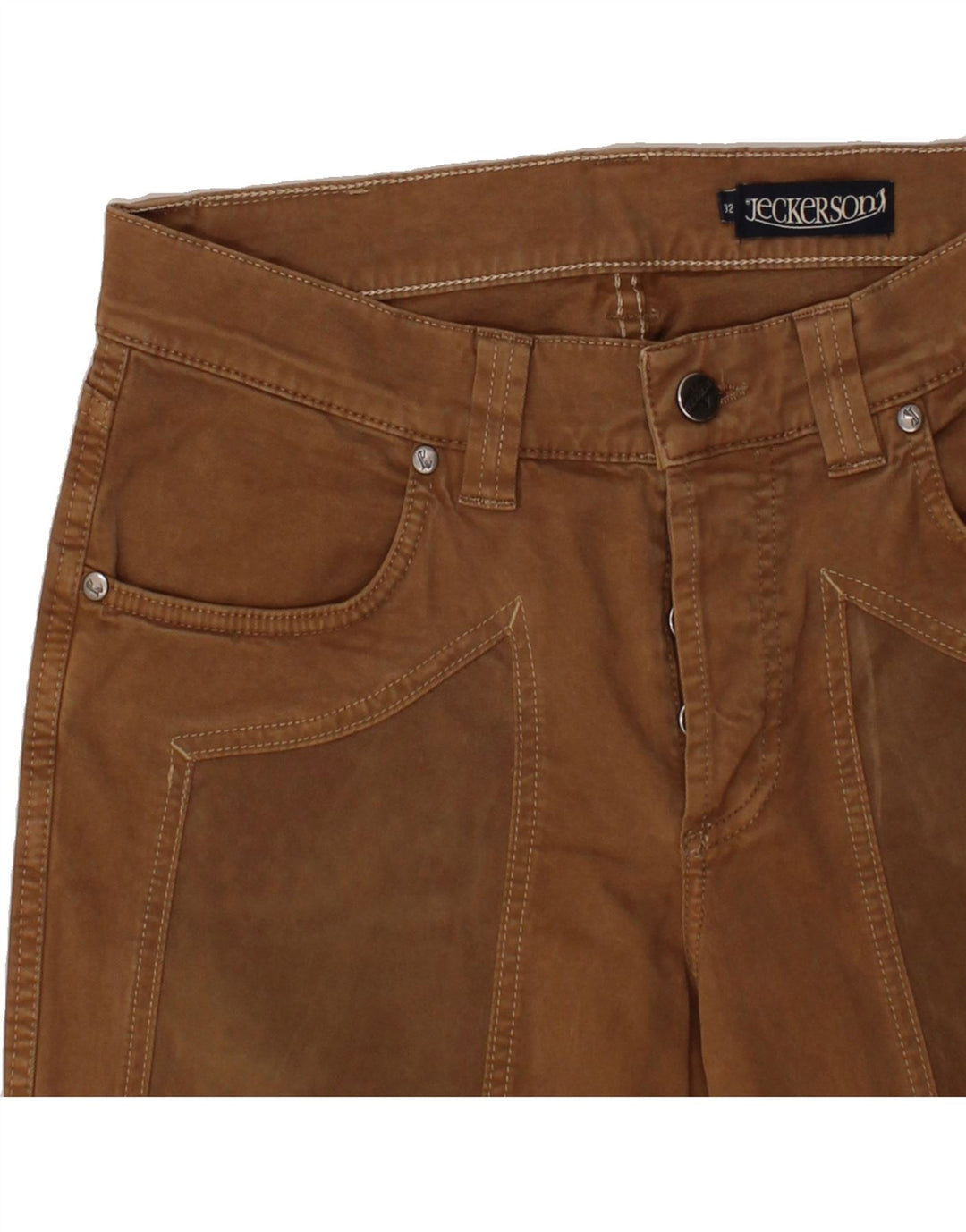 JECKERSON Womens Slim Casual Trousers W32 L34 Brown Cotton Vintage Jeckerson and Second-Hand Jeckerson from Messina Hembry 
