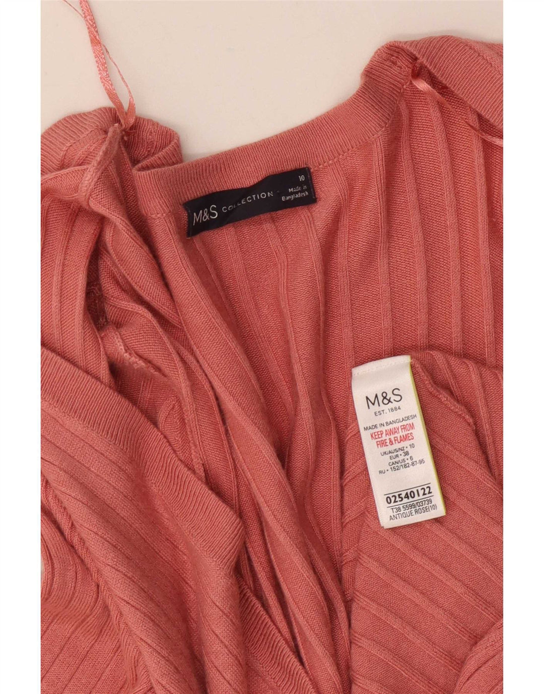 Suéter cardigã aberto feminino Marks & Spencer Longline Reino Unido 10 pequeno rosa