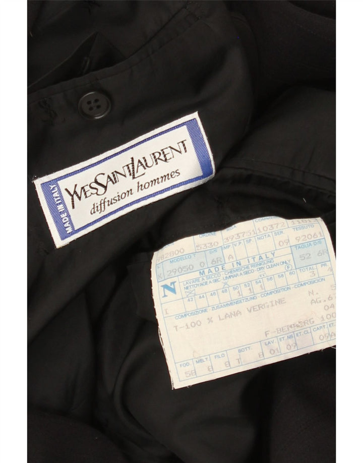 Jaqueta blazer masculina Yves Saint Laurent com peito duplo IT 52 XL preta