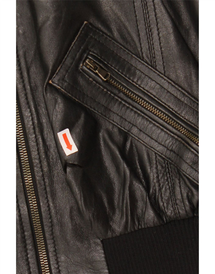 Jaqueta de couro bomber feminina CINTI IT 46 grande couro preto