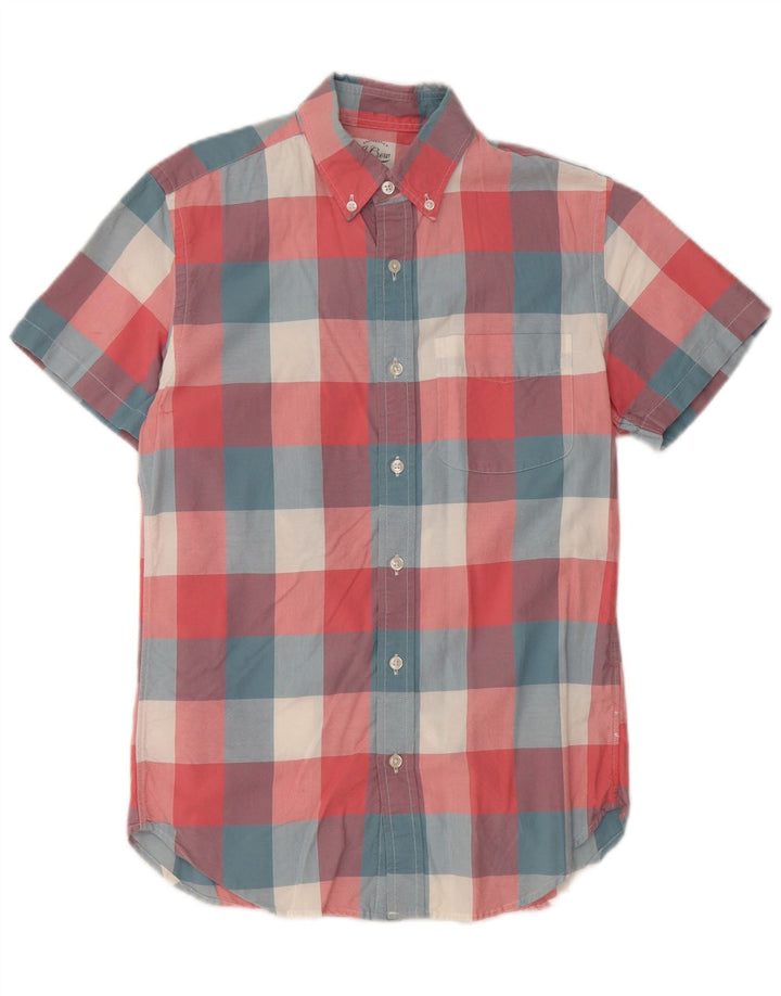 Camisa masculina de manga curta J. CREW XS de algodão xadrez multicolorido