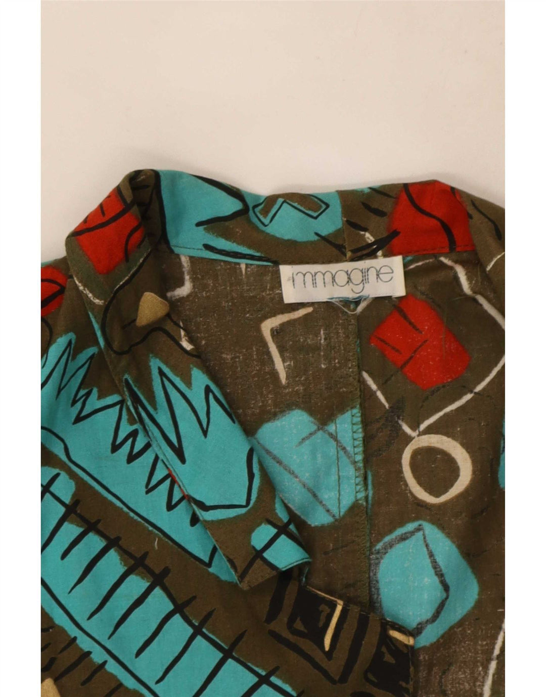 Jaqueta blazer feminina vintage com padrão abstrato de 1 botão Reino Unido 14 grande cáqui