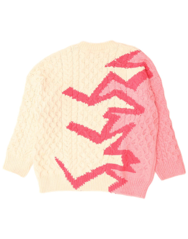 Zara Suéter feminino com gola redonda, Reino Unido 14 Médio Off White Poliéster