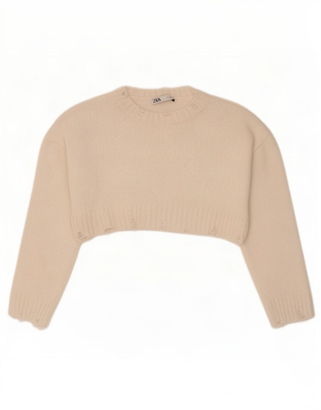 Zara Bolero Jumper grande feminino UK 10 pequeno poliéster branco