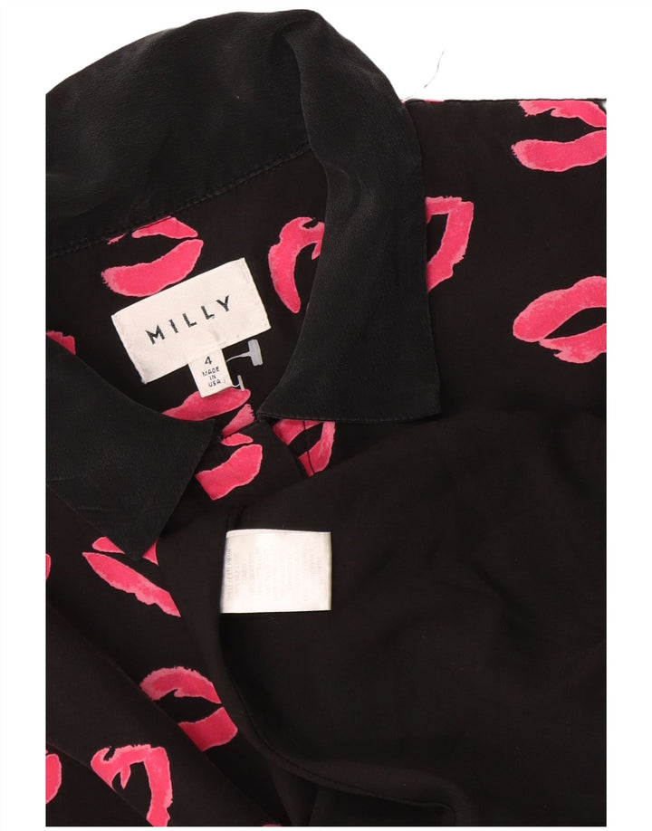 Milly vestido feminino com estampa abstrata de manga curta US 4 pequeno preto