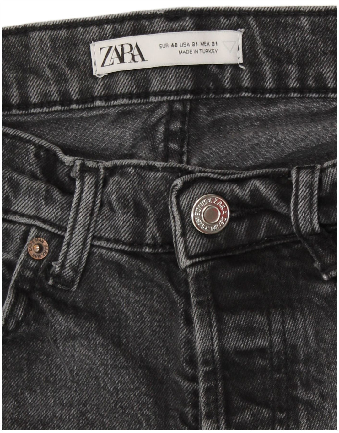 Calça jeans reta feminina Zara EU 40 médio W30 L27 algodão cinza