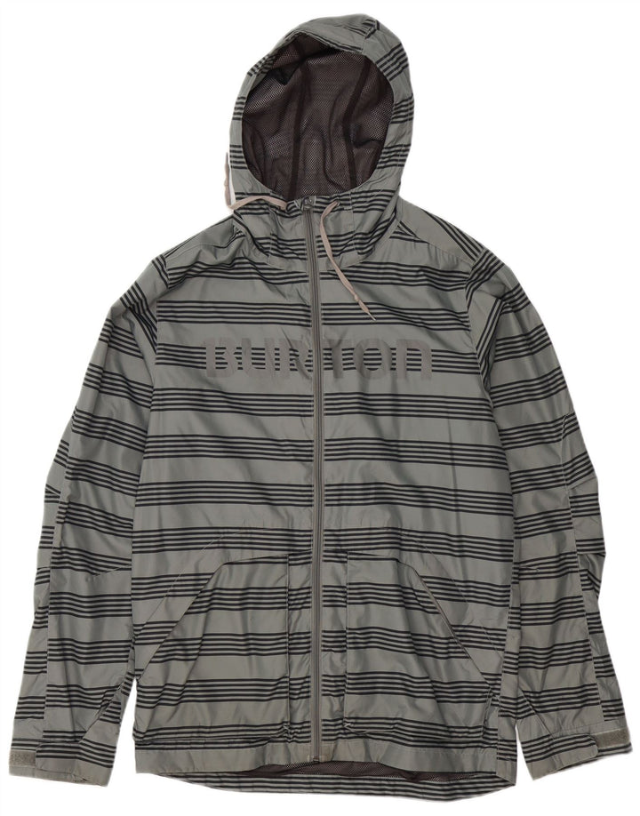 Jaqueta de chuva masculina com capuz gráfico Burton UK 38 poliéster listrado cinza médio