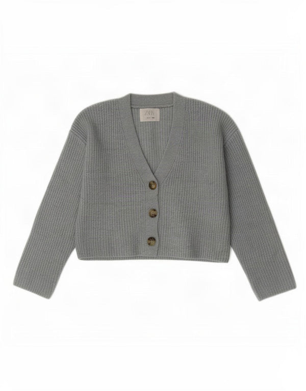 Suéter Zara Girls Crop Cardigan 13-14 anos Azul Poliéster