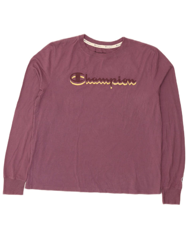 Top gráfico feminino Champion manga comprida Reino Unido 16 grande algodão roxo