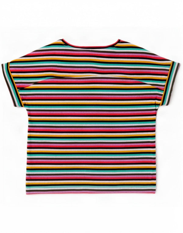 Camiseta feminina Marks & Spencer UK 16 grande listrada multicolorida