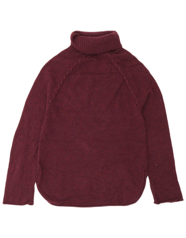Suéter feminino Jigsaw com gola redonda Reino Unido 6 XS lã cor de vinho