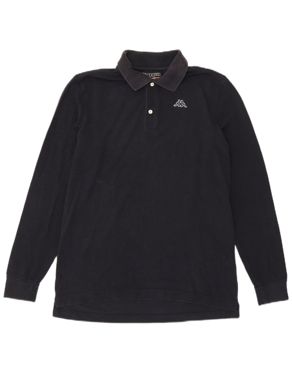 Camisa polo masculina Kappa de manga comprida de algodão azul marinho médio