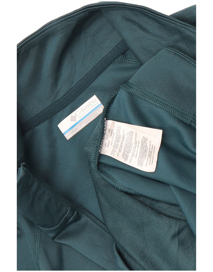 Columbia Mens Zip Neck Pullover Treino Top UK 10 Pequeno Poliéster Verde