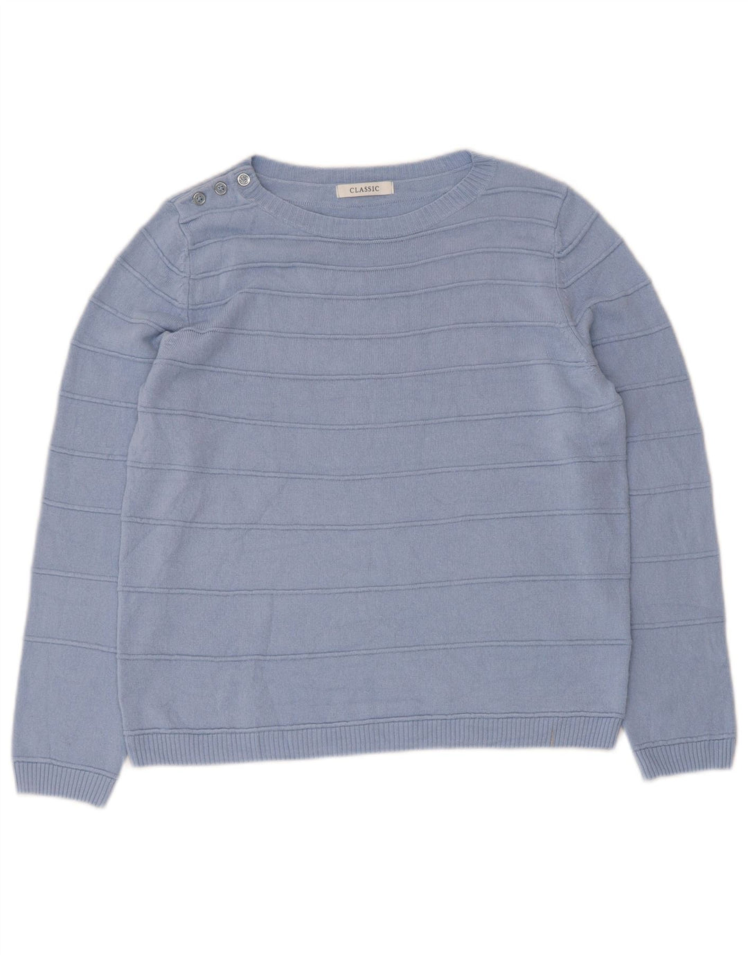Suéter feminino Marks & Spencer clássico com gola canoa Reino Unido 12 azul médio