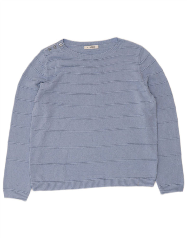 Suéter feminino Marks & Spencer clássico com gola canoa Reino Unido 12 azul médio