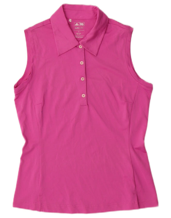Adidas Mulher Climalite Camisa Polo Sem Mangas UK 10 Pequena Rosa