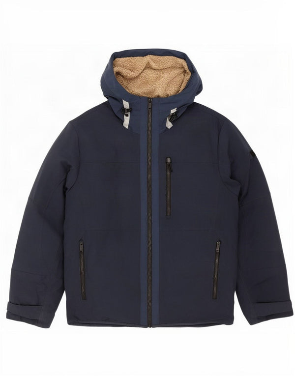 Jaqueta corta-vento masculina Michael Kors com capuz Sherpa Reino Unido 38 azul marinho médio