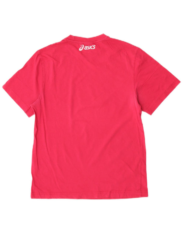 Camiseta feminina gráfica Asics Top UK 10 pequeno algodão rosa