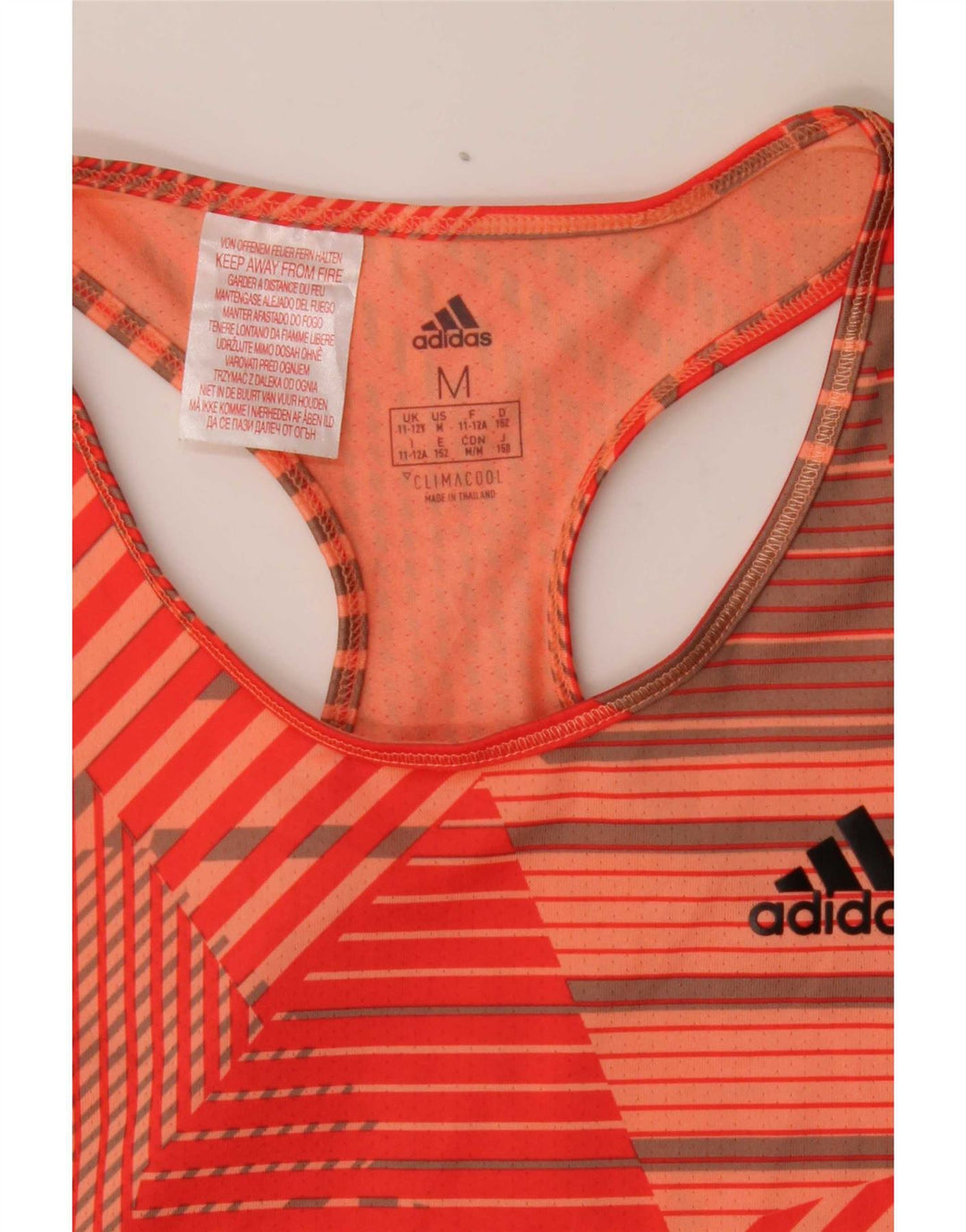 Adidas Meninas Colete Top 11-12 Anos Laranja Listrado Poliéster